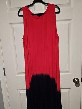 Lane Bryant Red Maxi Dress With Navy Dip Dye Hem